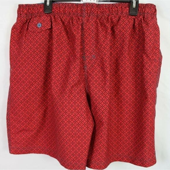 Nat Nast Men's Red/Black CADMIUM Geometric Print Mesh Lined Swim Trunks, Sz XL - Picture 1 of 5
